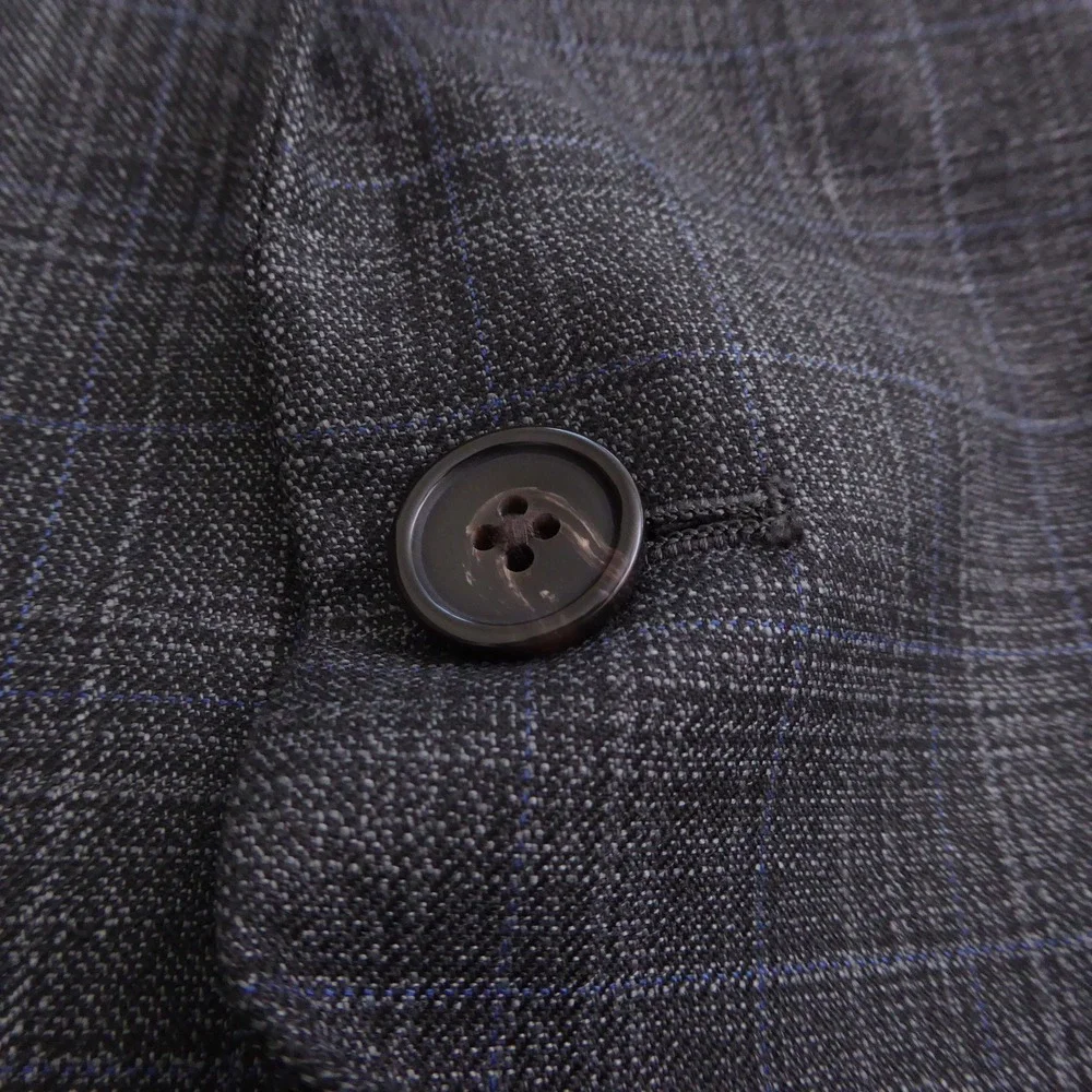 Lauren Ralph Lauren Black Label Mens Sport Coat Gray Plaid 2 Button Blazer 44L